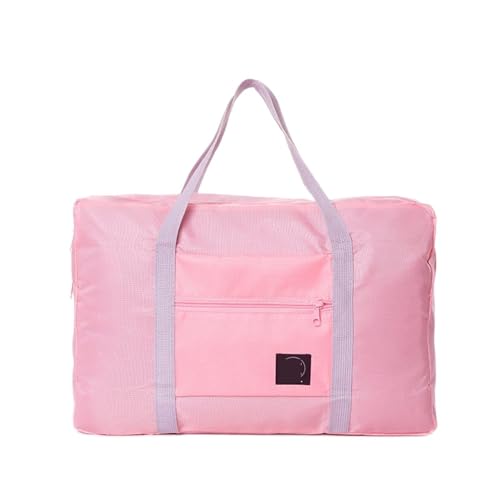 AQQWWER Damen Sporttasche Faltbare Reisetasche Nylon Reisetaschen Handgepäck für Männer Frauen nTravel Duffle Bags Tote Large Handbags Duffel (Color : Pink) von AQQWWER