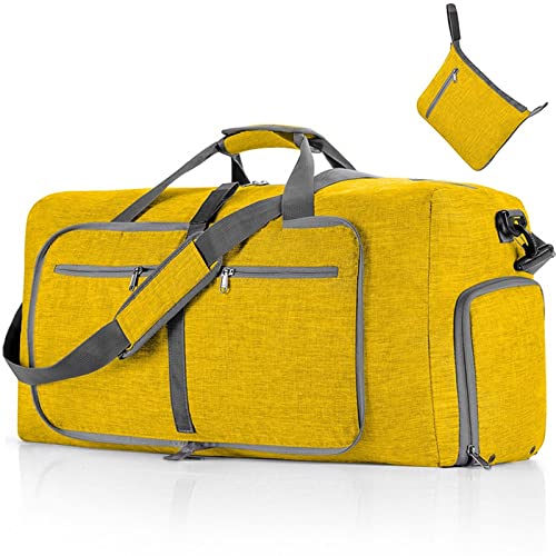 AQQWWER Damen Sporttasche Faltbare Sporttasche für Herren, große Kapazität, Fitness-Team, Training, Handtasche, große Damen-Yoga-Aufbewahrungstasche mit Schuhfach (Color : Yellow) von AQQWWER