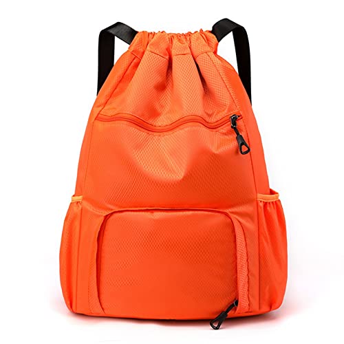 AQQWWER Damen Sporttasche Frauen Sporttaschen für Männer Fitness große Kordelzug Gepäck Reise große Schuh Schultertasche wasserdicht weibliche Rucksack Gym Yoga (Color : Orange, Size : S) von AQQWWER