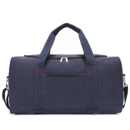 AQQWWER Damen Sporttasche Herren-Segeltuch-Reisetasche mit großer Kapazität, Reise-Organizer, Damen-Reisegepäcktasche, lässige Wochenendtasche, Outdoor-Übernachtungstasche (Color : Blue) von AQQWWER