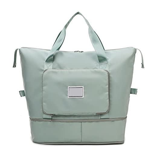 AQQWWER Damen Sporttasche Hot Folding Reisetaschen für Frauen wasserdichte Tote Reisegepäck Taschen Große Kapazität Multifunktionale Reise Duffle Bags Handtasche (Color : Green) von AQQWWER