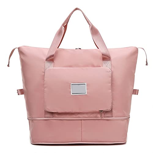 AQQWWER Damen Sporttasche Hot Folding Reisetaschen für Frauen wasserdichte Tote Reisegepäck Taschen Große Kapazität Multifunktionale Reise Duffle Bags Handtasche (Color : Pink) von AQQWWER