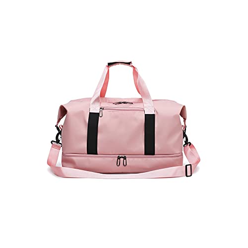 AQQWWER Damen Sporttasche Reise Gepäcktasche Gym Bags wasserdichte Nylon Sport Handtaschen Frauen Yoga Schwimmdry nass (Color : Pink) von AQQWWER