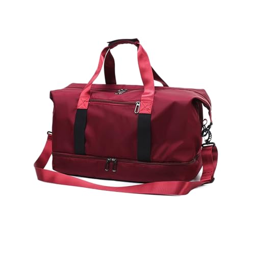 AQQWWER Damen Sporttasche Reise Gepäcktasche Gym Bags wasserdichte Nylon Sport Handtaschen Frauen Yoga Schwimmdry nass (Color : Red) von AQQWWER