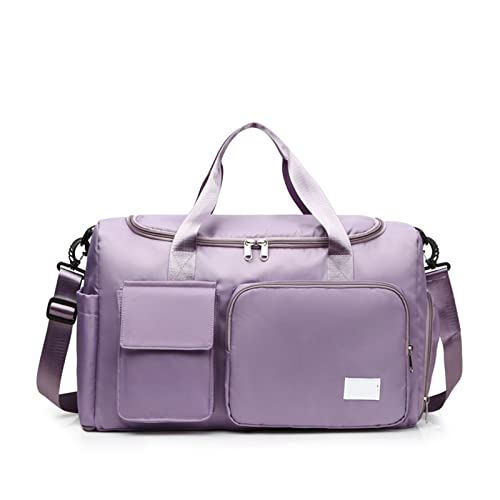 AQQWWER Damen Sporttasche Reisetasche Gepäck Handtasche Frauen Große Kapazität Wasserdicht Sport Gym Fall Umhängetasche Umhängetasche Gepäck Verpackung Organisatoren (Color : Purple) von AQQWWER