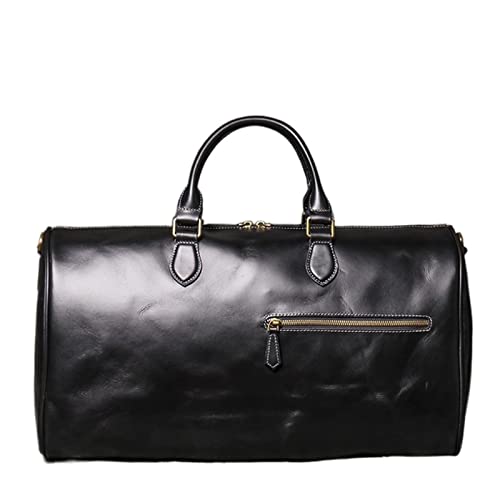 AQQWWER Damen Sporttasche Retro Crazy Horse Rindsleder männlich Reisetasche Outdoor Handtasche mit großem Fassungsvermögen Reißverschluss Multifunktions Messenger Umhängetasche (Color : Black) von AQQWWER