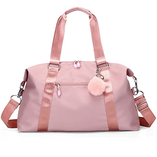 AQQWWER Damen Sporttasche Sporttasche Gym Fitness Yoga Wasserdichtes Nylon Reisehandtaschen Schultergepäck Aufbewahrung Reise Crossbody Trolley Taschen (Color : Pink) von AQQWWER