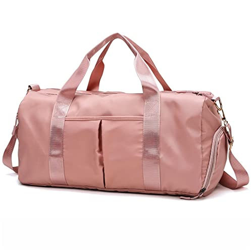 AQQWWER Damen Sporttasche Sporttaschen Wasserdichtes Nylon Outdoor Sport Training Fitness Reisen Yoga Ultraleichte Tasche Männer Frauen Handtasche mit Schuhfach (Color : Pink) von AQQWWER