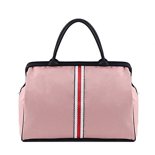 AQQWWER Damen Sporttasche Tragbare Reisetasche Weibliche Große Fitness Seesack Männer Wochenende Taschen Nylon Übernachtung Gestreifte Frauen Handtaschen bolsas viaje XA637B (Color : Pink, Size : M von AQQWWER