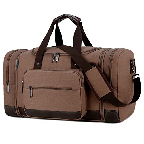 AQQWWER Damen Sporttasche Vintage Canvas Reisetaschen Herren Duffel Bag Travel Tote Große Kapazität Handgepäck Taschen Weekender Bag Travel Women (Color : Coffee) von AQQWWER