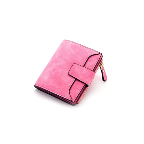 AQQWWER Geldbörsen für Damen 1 Stück Leder Frauen Brieftasche Haspe Kleine und schlanke Münztasche Geldbörse Frauen Geldbörsen Kartenhalter Brieftaschen Designer Geldbörse (Color : Pink) von AQQWWER