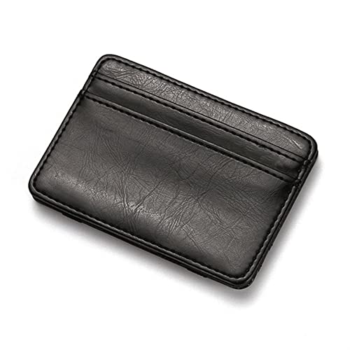 AQQWWER Geldbörsen für Damen Arrival Leather Magic Wallets Ultra Thin Mini Wallet Men Small Wallet PU Leather Wallets (Color : Black) von AQQWWER