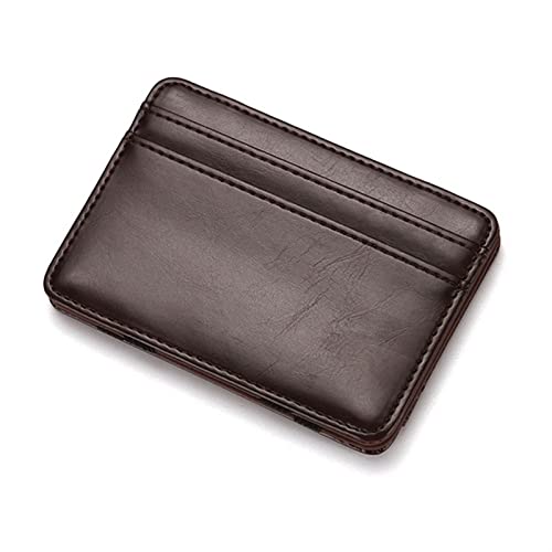AQQWWER Geldbörsen für Damen Arrival Leather Magic Wallets Ultra Thin Mini Wallet Men Small Wallet PU Leather Wallets (Color : Dark Brown) von AQQWWER
