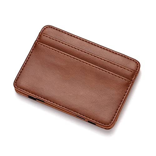 AQQWWER Geldbörsen für Damen Arrival Leather Magic Wallets Ultra Thin Mini Wallet Men Small Wallet PU Leather Wallets (Color : Khaki) von AQQWWER