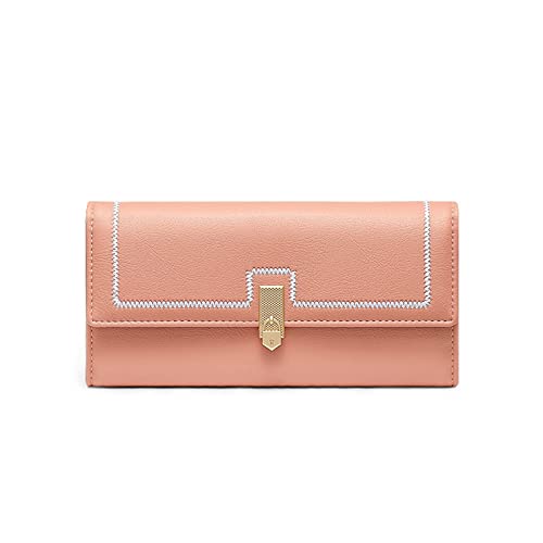 AQQWWER Geldbörsen für Damen Brand Women Wallets Buckle Design Long Wallet Female Leather Purse ID Card Holder Women Purses Ladies Clutch Phone (Color : Pink) von AQQWWER