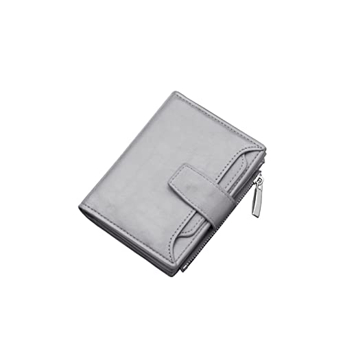AQQWWER Geldbörsen für Damen Brieftasche Kurze Geldtasche Pu. Leder-Business-Kreditkartenhalter-Geldbörsen-Fall-Hase/Reißverschluss-Tasche (Color : Grijs) von AQQWWER