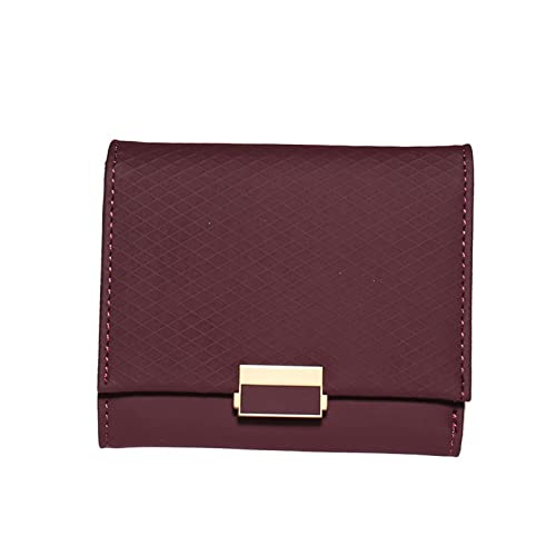 AQQWWER Geldbörsen für Damen Brieftasche Weibliche Leder Frauen Leder Geldbörse Plaid Brieftasche Damen ändern Kartenhalter Münze kleine Geldbörsen (Color : Red) von AQQWWER