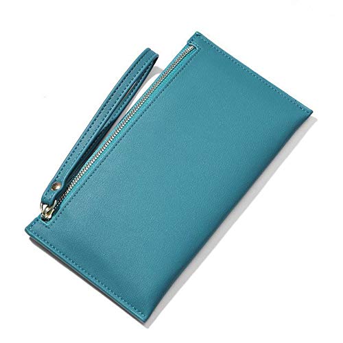 AQQWWER Geldbörsen für Damen Bunte Armband Frauen Lange Wallet Einfache weibliche Mappen-Kupplungs-Dame-Geldbeutel-Reißverschluss-Telefon-Tasche Kartenhalter Damen (Color : Blue) von AQQWWER