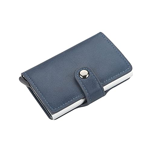 AQQWWER Geldbörsen für Damen Business Kreditkartenhalter Damen Retro Aluminiumkasten PU. Pickup-Karte Brieftasche Notizback Brieftasche (Color : Blue) von AQQWWER