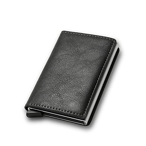 AQQWWER Geldbörsen für Damen Carbon FiberCard Holder Men Wallets Money Bag Zipper Coin Purse Small Leather Mini Slim Wallets (Color : Black) von AQQWWER