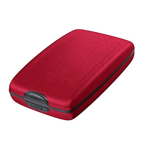 AQQWWER Geldbörsen für Damen Coin Purses MenWallet Rigid Aluminum Credit Card Case AntiScanning Protector for Unisex Bank Card Holder Metal Wallet (Color : Red) von AQQWWER