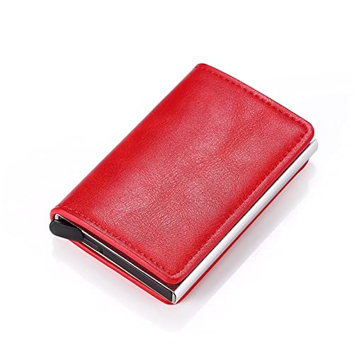 AQQWWER Geldbörsen für Damen Customized Smart Men Wallet Business Card Holder Wallet Aluminum Metal Case Box Mini Credit Card Wallet Purse (Color : Red) von AQQWWER