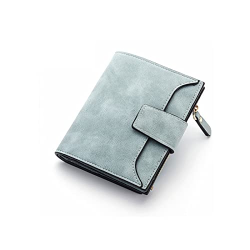 AQQWWER Geldbörsen für Damen Dame Brieftasche Reißverschluss Kurze Kupplung Feste Frauen Brieftasche Kleine Weibliche Geldbörse Kurze Geldbörse (Color : Blue) von AQQWWER