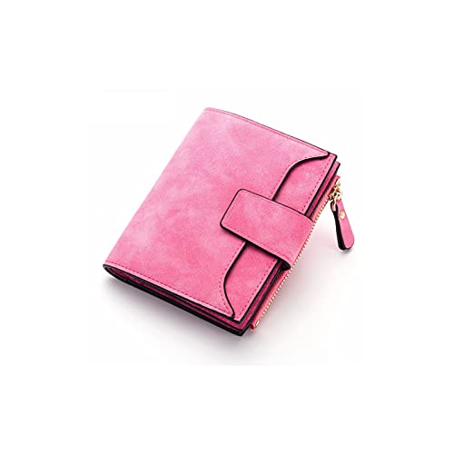 AQQWWER Geldbörsen für Damen Dame Brieftasche Reißverschluss Kurze Kupplung Feste Frauen Brieftasche Kleine Weibliche Geldbörse Kurze Geldbörse (Color : Pink) von AQQWWER