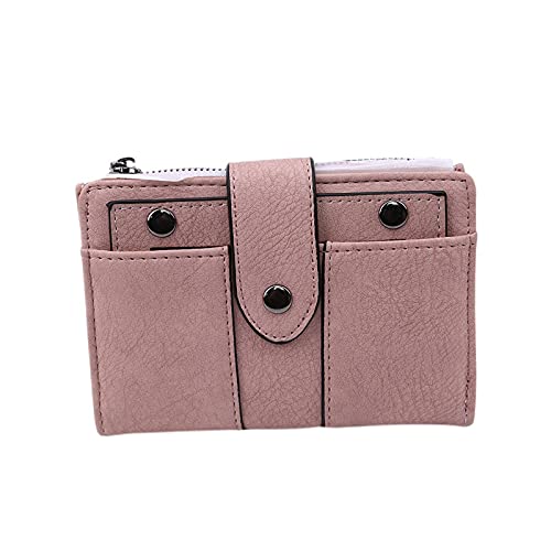 AQQWWER Geldbörsen für Damen Damen Brieftasche Kleine Damen Einfache Retro- Damen Feste Weibliche Brieftasche (Color : Pink) von AQQWWER