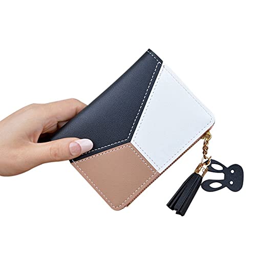 AQQWWER Geldbörsen für Damen Damen Brieftasche Kleine Leder Brieftasche Karten Fall Damen Brieftasche Brieftasche Brieftasche (Color : Black) von AQQWWER
