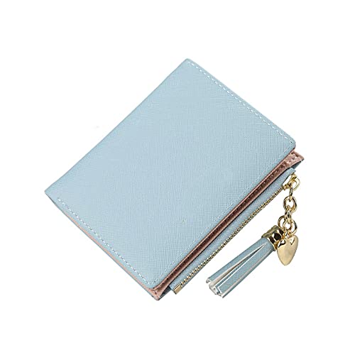 AQQWWER Geldbörsen für Damen Damen Brieftasche Kurze münze geldbörse Mode Card case kleine Damen Brieftasche weibliche Schnalle Mini Kupplung (Color : Blue) von AQQWWER