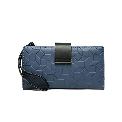 AQQWWER Geldbörsen für Damen Damen Lange Brieftasche Mode Damen Geld Tasche Große Kapazität Brieftasche mit Armband Reißverschluss Münze Geldbörse (Color : Blue) von AQQWWER