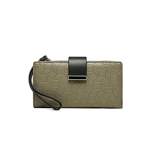 AQQWWER Geldbörsen für Damen Damen Lange Brieftasche Mode Damen Geld Tasche Große Kapazität Brieftasche mit Armband Reißverschluss Münze Geldbörse (Color : Green) von AQQWWER