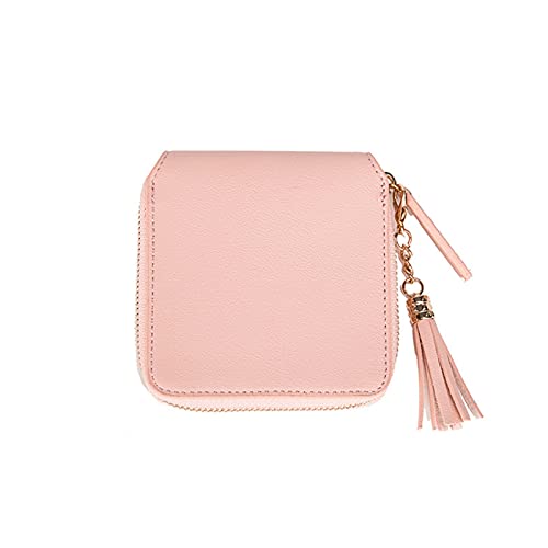 AQQWWER Geldbörsen für Damen Damen Mode Kurze Brieftasche weibliche Quaste Anhänger Münze Münze Geldbörse Einfache Kartenbeutel Clip Quadrat (Color : Pink) von AQQWWER