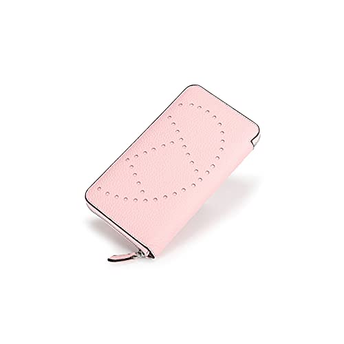 AQQWWER Geldbörsen für Damen Designer aushöhlen Frauen Echtes Leder Lange Geldbörsen Leder Kupplung Tasche Herren- und Frauen Geldbrieftasche (Color : Pink) von AQQWWER