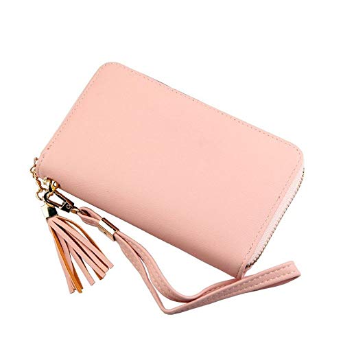 AQQWWER Geldbörsen für Damen Die Neue Handtasche Fashion Damen-Lange Troddel Art und Weise Multi-Card-Bit Brieftasche Reißverschlusstasche (Color : Pink) von AQQWWER