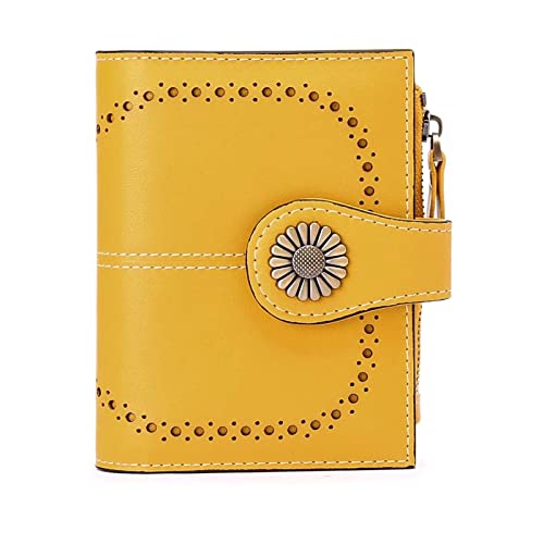 AQQWWER Geldbörsen für Damen Echtes Leder Brieftaschen for Frauen, die kleine einfache Kurze Bifold-Mini-Münz-Taschengeldbörse for jugendlich Mädchen blockieren (Color : Light Yellow) von AQQWWER
