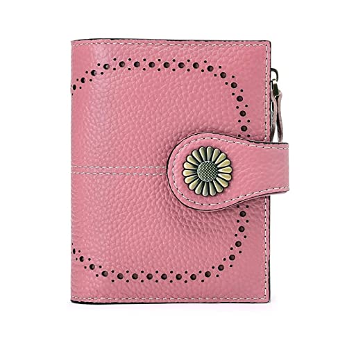 AQQWWER Geldbörsen für Damen Echtes Leder Brieftaschen for Frauen, die kleine einfache Kurze Bifold-Mini-Münz-Taschengeldbörse for jugendlich Mädchen blockieren (Color : Pink) von AQQWWER