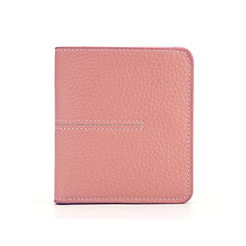 AQQWWER Geldbörsen für Damen Echtes Leder Frauen Brieftasche Einfache Nähfaden Kurzer Mini Geldbörsen Weibliche Geldbörsen Damen Geld Kupplungshalter (Color : Pink) von AQQWWER