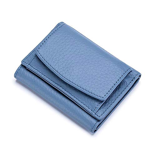 AQQWWER Geldbörsen für Damen Echtes Leder Frauen Brieftasche Münze Geldbörse Weibliche Leder Brieftasche (Color : Blue) von AQQWWER