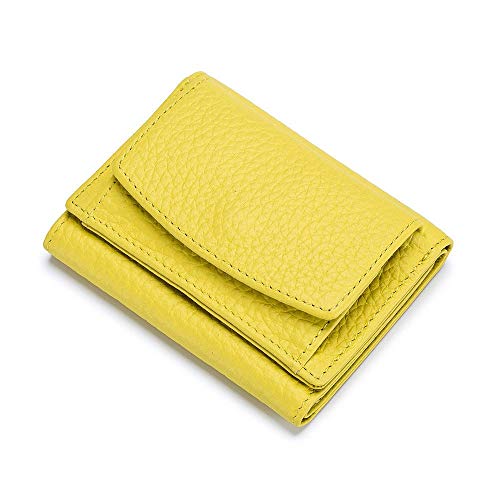 AQQWWER Geldbörsen für Damen Echtes Leder Frauen Brieftasche Münze Geldbörse Weibliche Leder Brieftasche (Color : Yellow) von AQQWWER