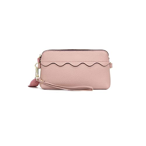 AQQWWER Geldbörsen für Damen Echtes Leder Frauen Brieftasche Weibliche Lange Brieftasche Leder Multifunktions Reißverschluss Kupplung Handytasche Brieftasche Münze Geldbörse (Color : Pink) von AQQWWER