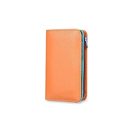 AQQWWER Geldbörsen für Damen Echtleder Frauen Brieftasche Haspe Kleine und schlanke Münztasche Geldbörse Frauen Brieftaschen Kartenhalter Brieftaschen Design (Color : Orange) von AQQWWER