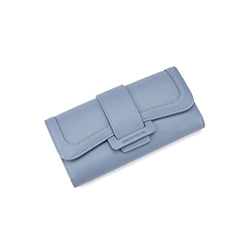 AQQWWER Geldbörsen für Damen Einfache Leder Brieftaschen für Frauen Trifold Wallet Kartenhalter Lange Kupplungsbeutel Dame Geldbörse für täglich (Color : Blue) von AQQWWER