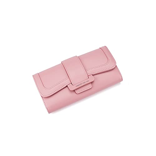 AQQWWER Geldbörsen für Damen Einfache Leder Brieftaschen für Frauen Trifold Wallet Kartenhalter Lange Kupplungsbeutel Dame Geldbörse für täglich (Color : Pink) von AQQWWER