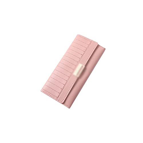 AQQWWER Geldbörsen für Damen Einfache und Lange Frauen Brieftasche Schnalle Multi-Card-Position Großkapazität Reißverschluss Student Münzbörse Kupplung Brieftasche Frauen (Color : Pink) von AQQWWER