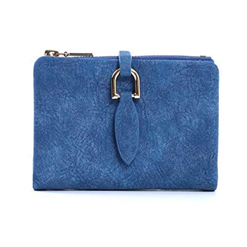 AQQWWER Geldbörsen für Damen Er Short-Kupplungs-Mappe Kleine Matte Frauen Wallet Weibliche Handtasche (Color : Blue) von AQQWWER