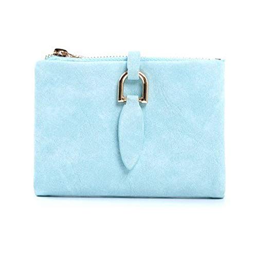 AQQWWER Geldbörsen für Damen Er Short-Kupplungs-Mappe Kleine Matte Frauen Wallet Weibliche Handtasche (Color : Sky Blue) von AQQWWER