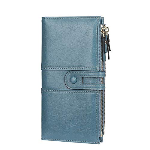 AQQWWER Geldbörsen für Damen Fashion Lange Leder Top Qualität Kartenhalter Klassische weibliche Handtasche Zipper Wallet (Color : Blue) von AQQWWER