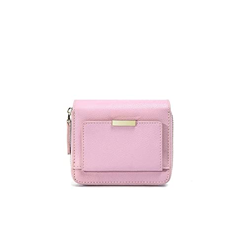 AQQWWER Geldbörsen für Damen Frauen Brieftasche Echtes Leder Weibliche Geldbörsen Mini Kurze Brieftaschen Slim Kuh Leder Damen Geld Tasche Münze Geldbörsen (Color : Pink) von AQQWWER